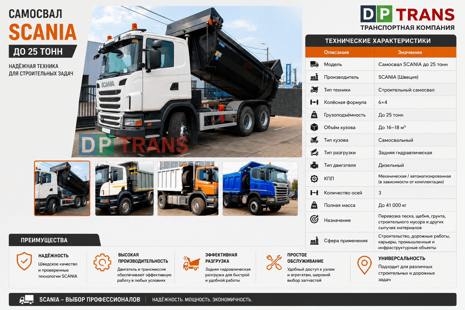Технические характеристики SCANIA до 25 тонн